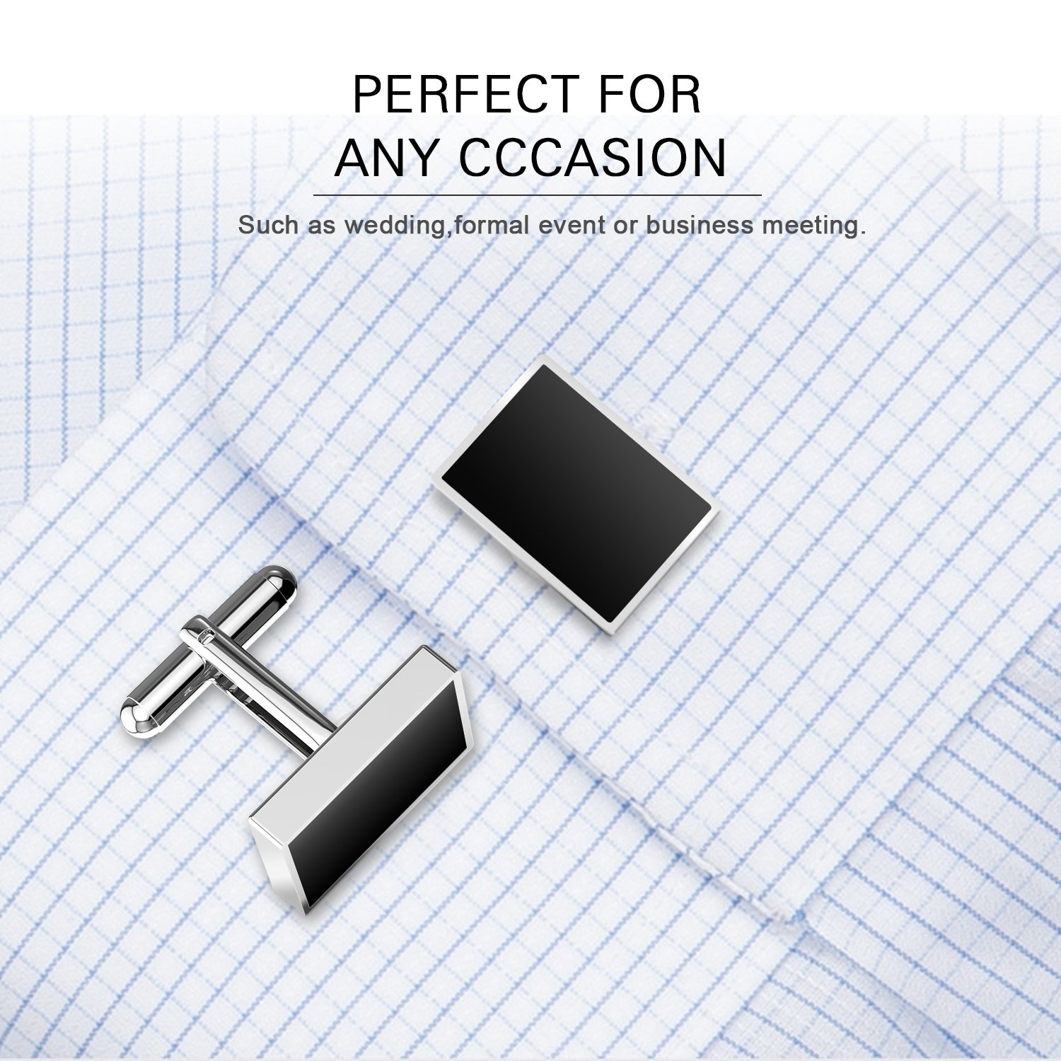 UHIBROS Mens Cufflinks Shirt Studs Set Tuxedo Shirt Cuff Links for Men Business Wedding 2 Cufflinks and 6 Studs (8pcs)