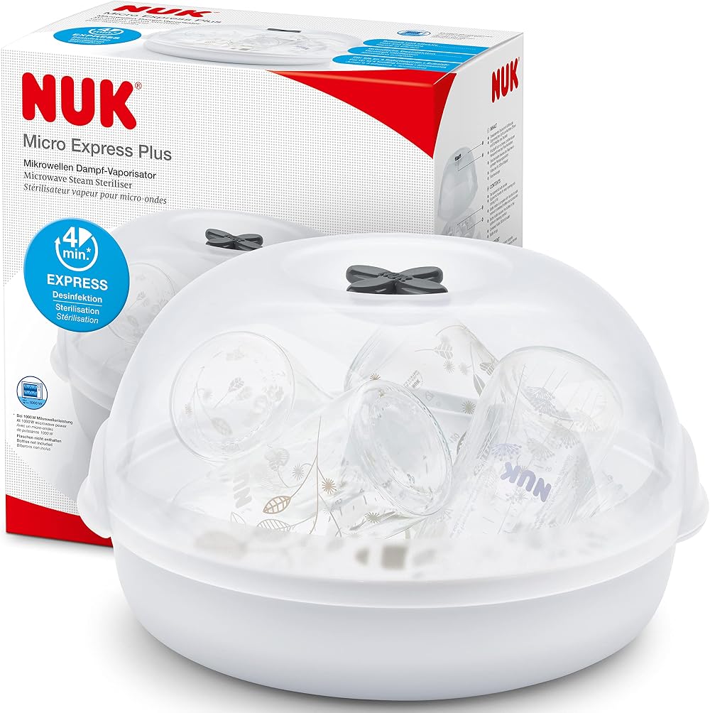 NUK Micro Express Plus Microwave Bottle Steriliser 4 Bottles in 4 Mins
