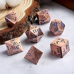 DNDND Metal Dice, 7 PCS Heavy Solid Metallic Flower