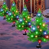 yeuago Solar Christmas Tree Lights,4 Pack Multiple Outdoor Christmas Decorations Waterproof Outdoor Xmas Decor, Tree Lights for Pathway, Patio, Yard, Garden