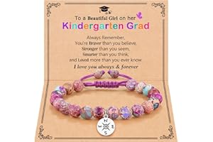 Eryuor Natural Colorful Stone Ajustable Compass Bracelet - 8th 5th Grade Kindergarten High School Graduation Gifts for Girls Friend Daughter Granddaughter Niece
