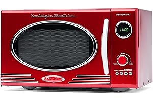 Nostalgia RMO4RR Retro Large 0.9 cu ft, 800-Watt Countertop Microwave Oven, 12 Pre-Programmed Cooking Settings, Digital Clock