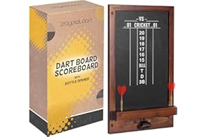 Play Platoon Dart Scoreboard & Darts Holder Wall Mount with Bottle Opener - Wood Score Board, Professional Darts Accessories, Dart Holder
