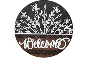 SILVA LINING DESIGNING Welcome wildflower wood door sign Floral wreath Welcome front door sign Flower wood decor Home sweet home(DS016-Wildflower 1.0, 18" Width)