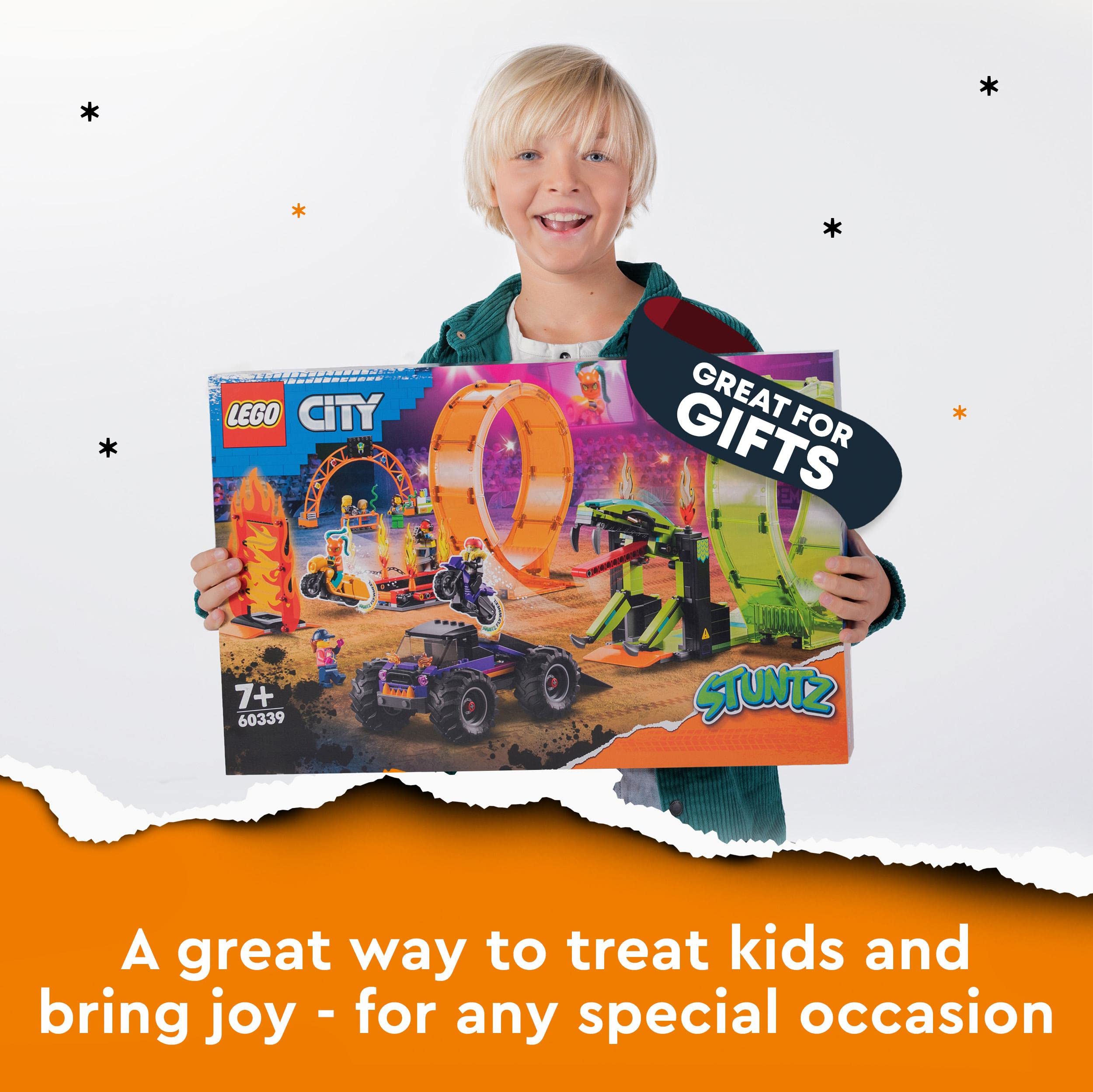LEGO 60339 City Stuntz Stuntshow-Doppellooping Set, inkl. Rampe, Monstertruck, 2X Motorrad und 7 Minifiguren, Spielzeug für Kinder ab 7 Jahre 7
