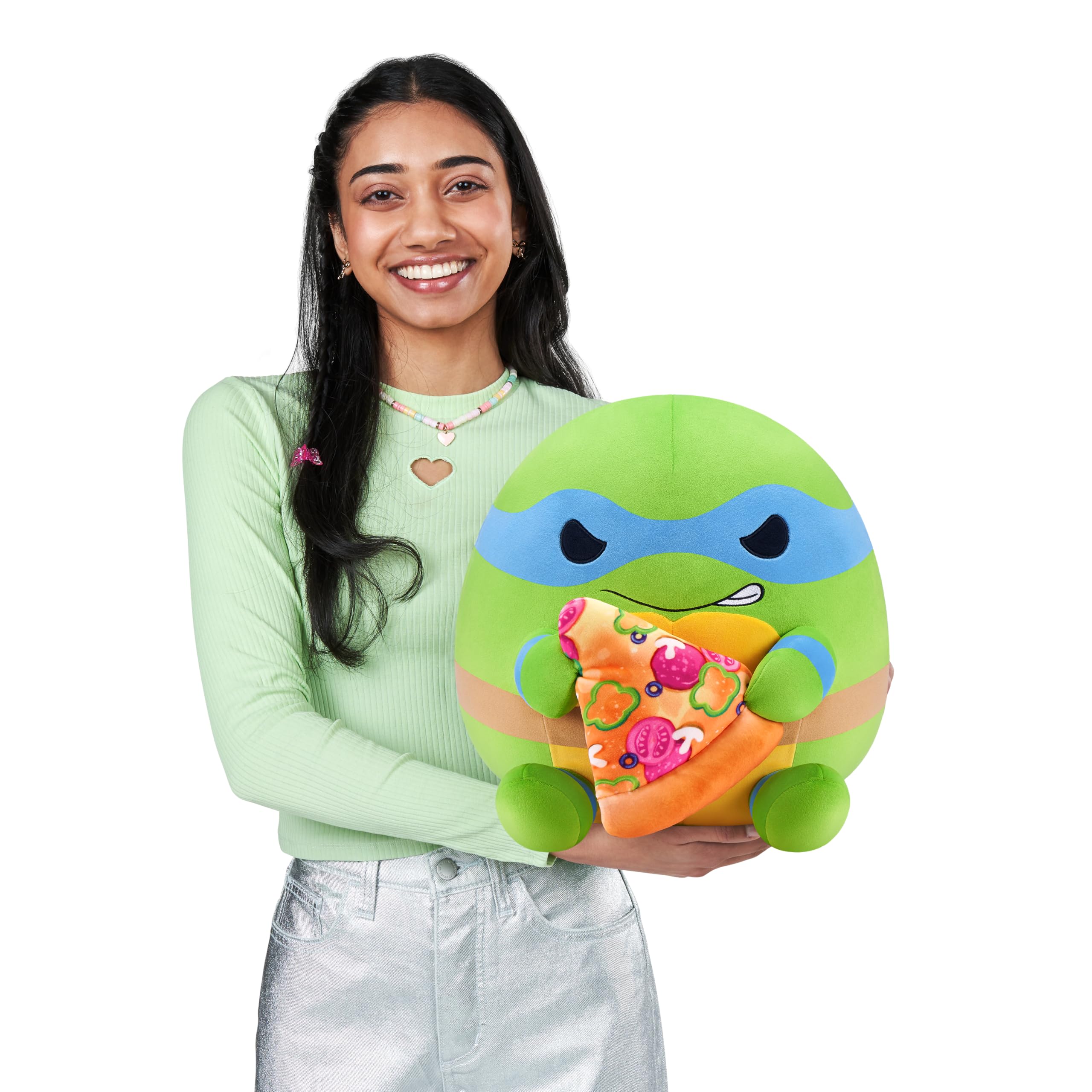 Snackles Teenage Mutant Ninja Turtles Edition von ZURU, 35 cm, Plüsch, flauschig-weiches, 35 cm großes Teenage Mutant Ninja Turtles Plüschspielzeug mit Pizza-Accessoire. (Leonardo) 5