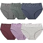 Women’s Underwear Cotton Panties for Women, Soft Ladies Lace Trim Underwear High Waisted Briefs 6 pack