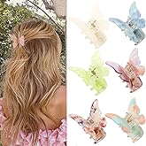 NAISIER Hair Claw Butterfly Tortoise Shell Hair Claw Clips Jaw Clips 2.3 inch Girls Butterfly Hair Clips,Hair Clips Hair Accessories for Girls and Women. (Mixed color, 6 pack)