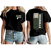 Custom Army Mom Dad Shirt, Personalized Military Family T-Shirt with Name, USA Flag Design, Support Our Troops Tee, Gift for Military Families