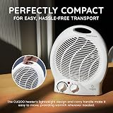 CUQOO 2KW Fan Heater and Cooler with Thermostat 2 Heat Settings White view 4