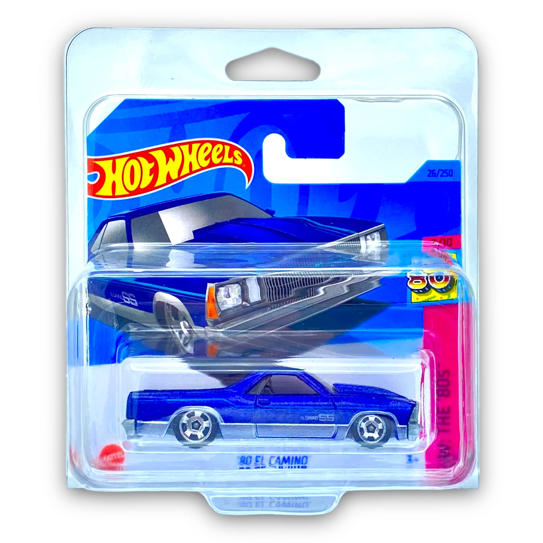 Hot Wheels '80 El Camino (Blue) 3/10 HW: The 80s 2023-26/250 (Short Card) - COMES IN A KLAS CAR KEEPER PROTECTIVE COLLECTORS CASE - HKG82