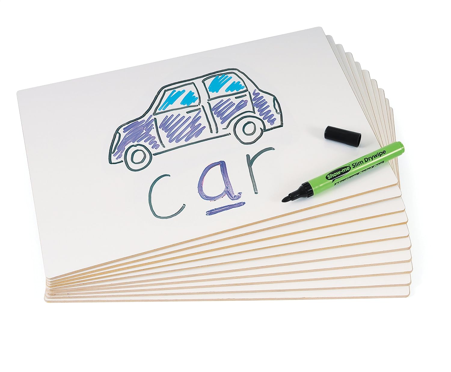 Show-me Rigid Plain Double-Sided Whiteboards, A4 Whiteboard for Dry Wipe and White Board Pens‚ Ideal for Teachers Classrooms