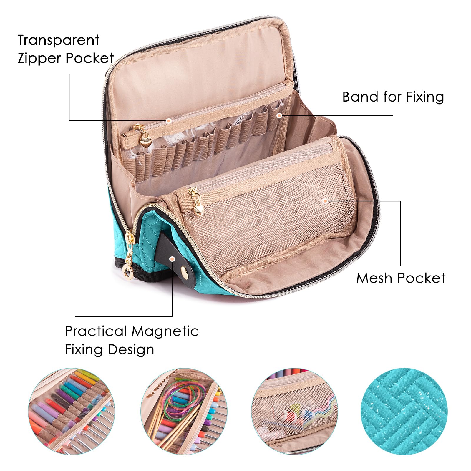 MYBAGZING Empty Crochet Hook Case - Crochet Hook Organizer Case Stand Up (Upgraded) -Corchet Organizer - Crochet Hook Holder for Knitting & Crochet Supplies, Crochet Needles, Crochet Accessories