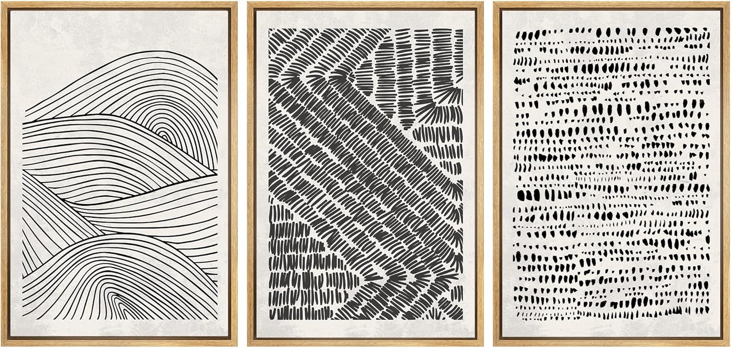 Wall Décor - SIGNWIN Framed Canvas Print Wall Art Set Black Pastel Geometric Landscape Abstract Shapes Cozy Neutral Modern Art Boho Relax/Zen Nordic for Living Room, Bedroom, Office - 16