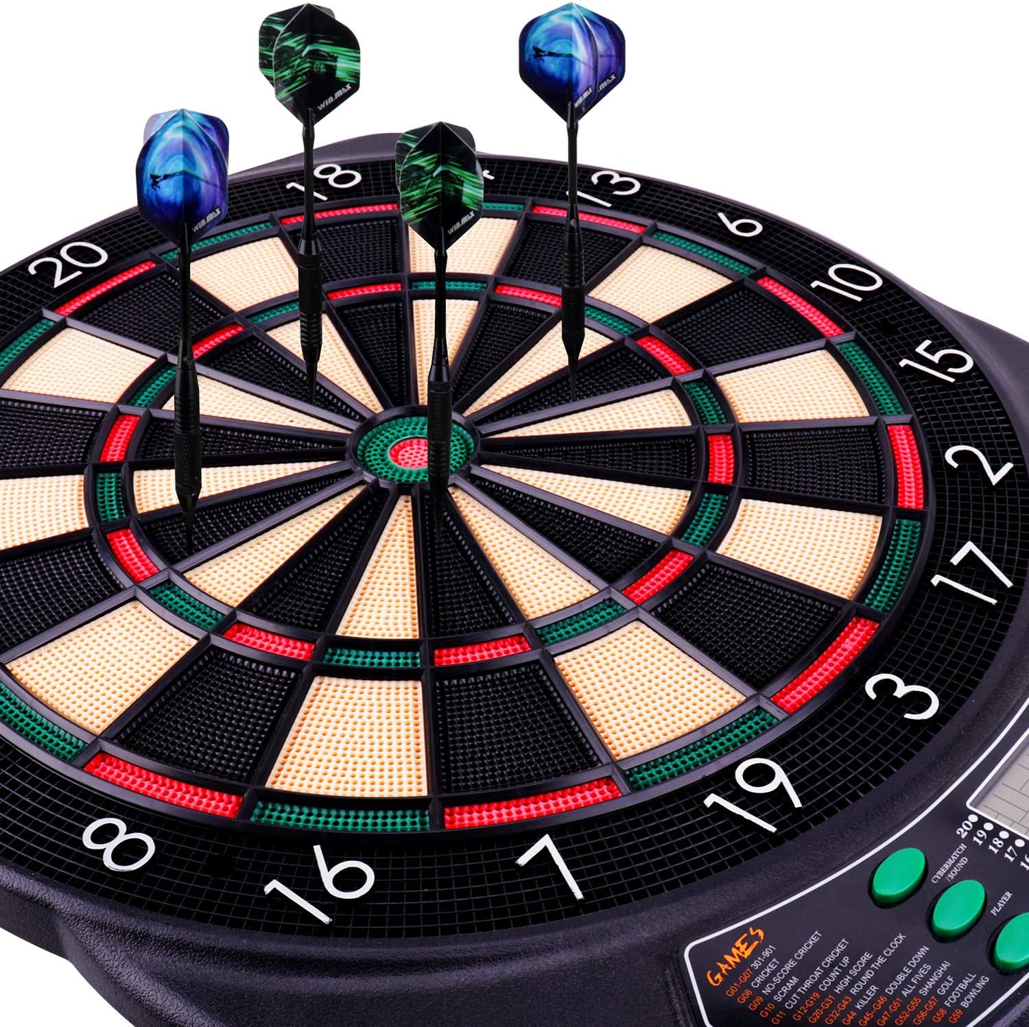 WIN.MAX Electronic Dart Board, Soft Tip Dartboard Set LCD Display with 6 Darts, 40 Tips, Power Adapter (1) : Sports & Outdoors