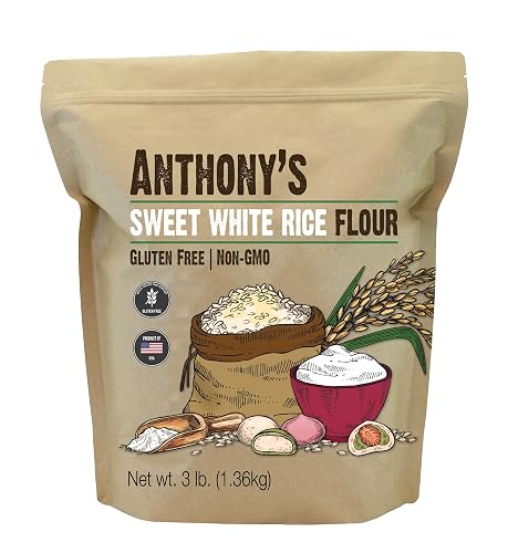 Anthony's Sweet White Rice Flour, 3 lb, Glutinous Rice Flour, Gluten ...