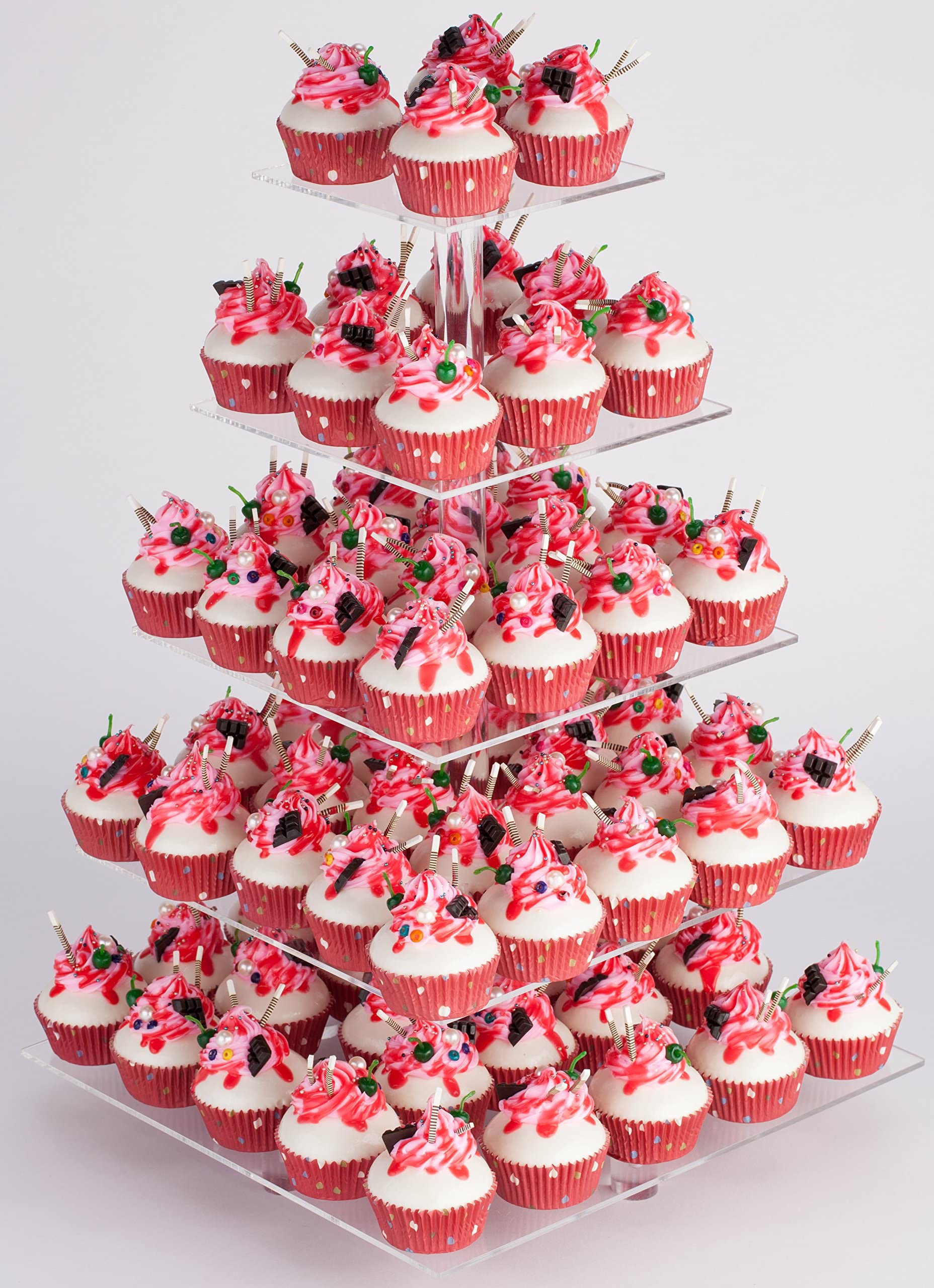 Photo 1 of YestBuy Cupcake Stand, 5 Tier Square Cupcake Tree Tower, Clear Cupcake Holder, Pastry Display Rack for Party, Wedding, Baby Shower