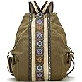 Goodhan Women Canvas Backpack Daypack Casual Shoulder Bag, Vintage Heavy-duty Anti-theft Travel Backpack