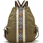 Goodhan Women Canvas Backpack Daypack Casual Shoulder Bag, Vintage Heavy-duty Anti-theft Travel Backpack