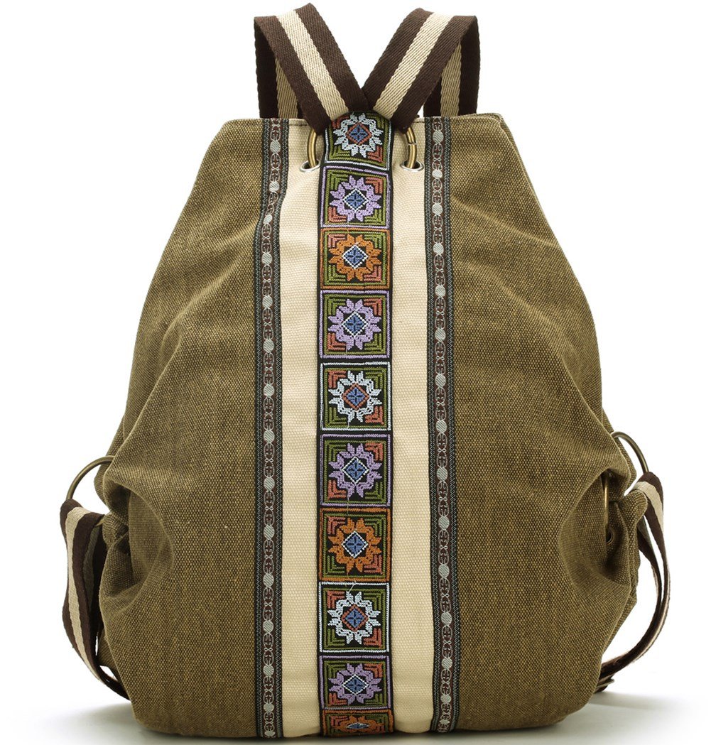 Women Canvas Backpack Daypack Casual Shoulder Bag, Vintage Heavy-duty Anti-theft Travel Backpack