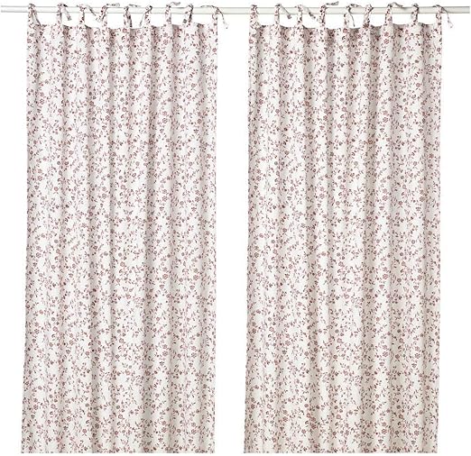 Amazon Com Ikea Asia Hassleklocka Curtains 1 Pair White Red White