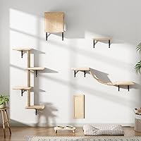 HOXPETY Cat Wall Shelves, Wall-Mounted Cat Climber Set of 5, Floating Cat Perches, Hanging Cat Beds, Modern Cat Furniture for