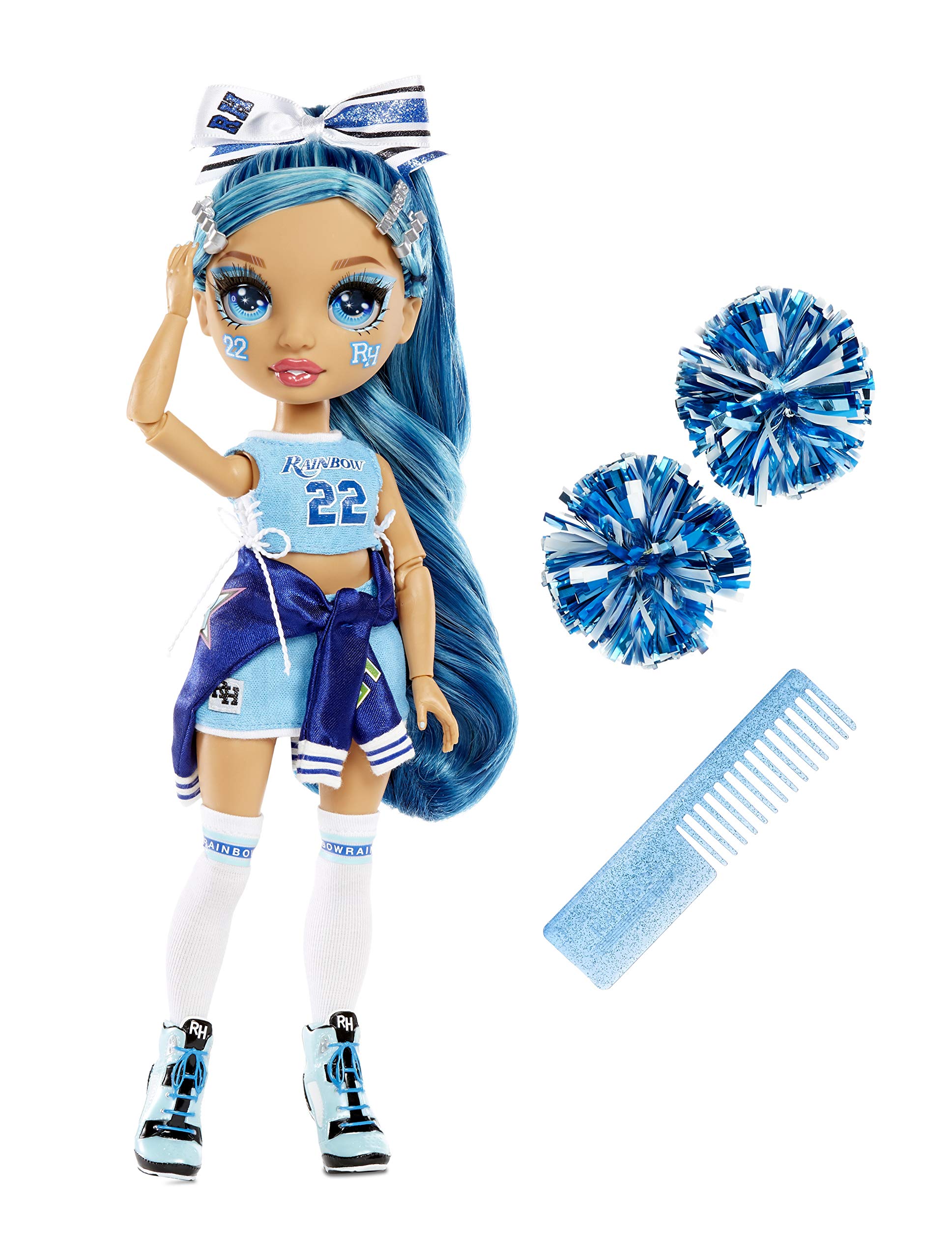 Rainbow High Cheer Fashion Doll - Luxury Outfits, Pom Poms & Cheerleader Doll - Skyler Bradshaw, Blue Themed Fashion Doll Cheer Series - For Girls Age 6+