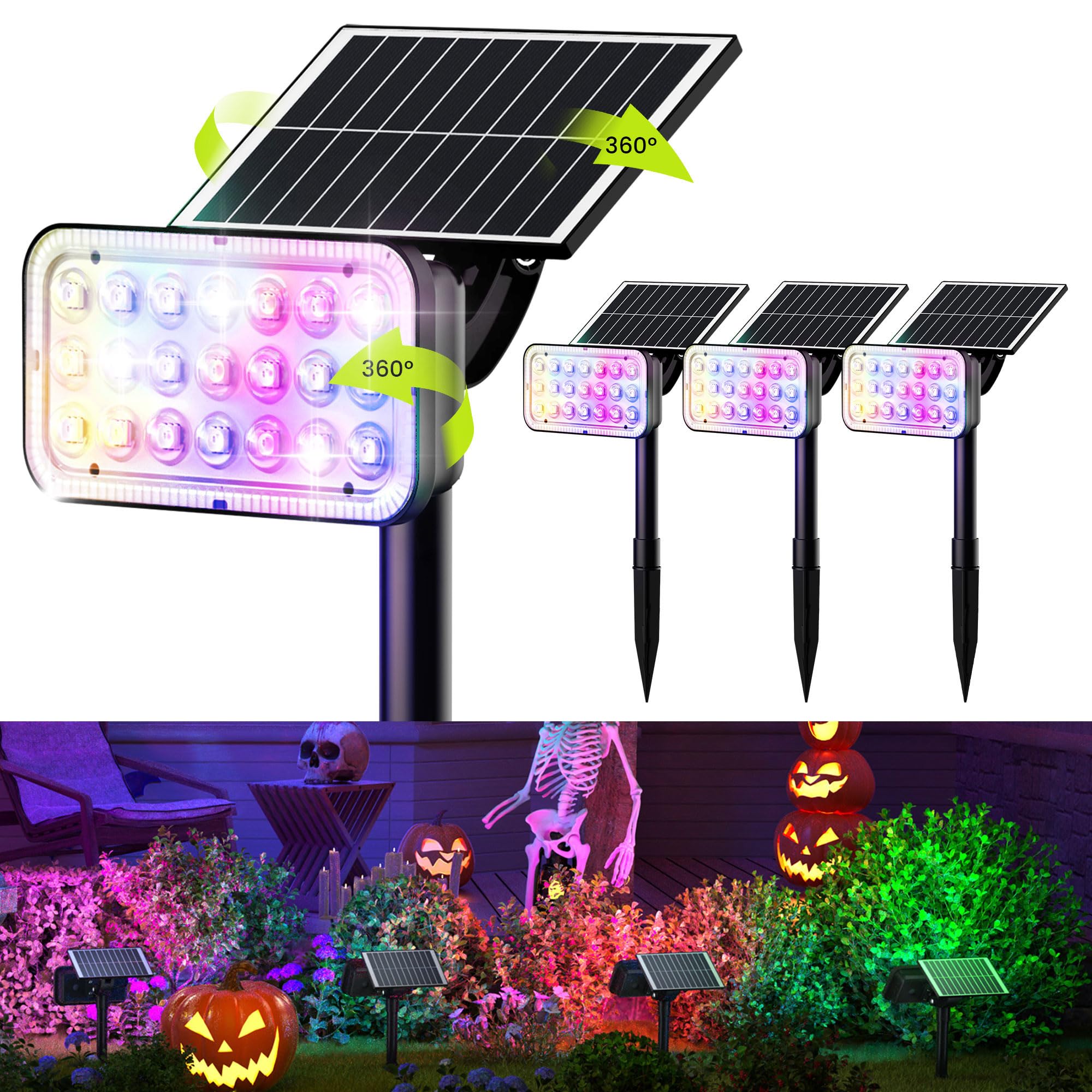 JACKYLED Color Changing Solar Spot Lights