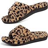 shevalues Orthopedic Slippers for Women with Arch Support Adjustable Open Toe House Shoes for Plantar Fasciitis, Leopard Brown 40