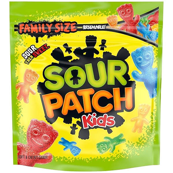CHEWY & SOFT SOUR PATCH KIDS, ASSORTED FRUITS, FAMILY SIZE, 1.8 LB