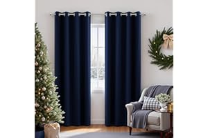 KOUFALL Navy Blue Blackout Curtains for Living Room 84 Inch Length 2 Panels Set Window Drapes Thermal Insulated Room Darkening Curtain for Bedroom Boys 84 Inches Long Grommet Dark Blue