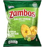 Zambos Salsa Verde Plantain Chips, 5.3 oz &ndash; Crunchy Snack, Gluten Free &ndash; Bold Chili Lime Flavor, 1 Bag