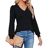 BMJL Womens Dressy Casual V Neck Sweater Fall Lightweight Knit Pullover Sweaters Long Sleeve Shirts 2023 Tops