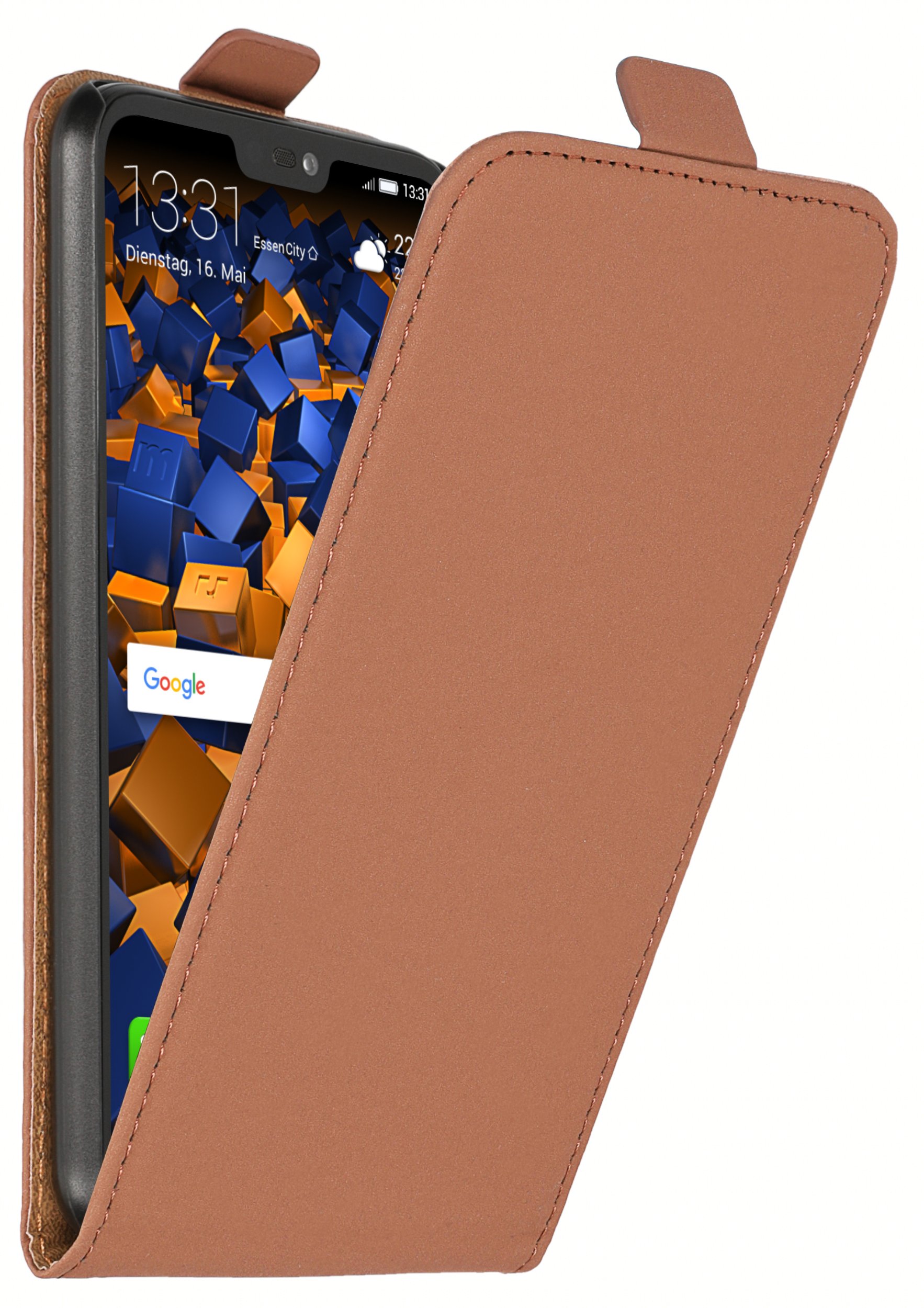mumbi Flip Case Compatible with Huawei P20 Lite Brown