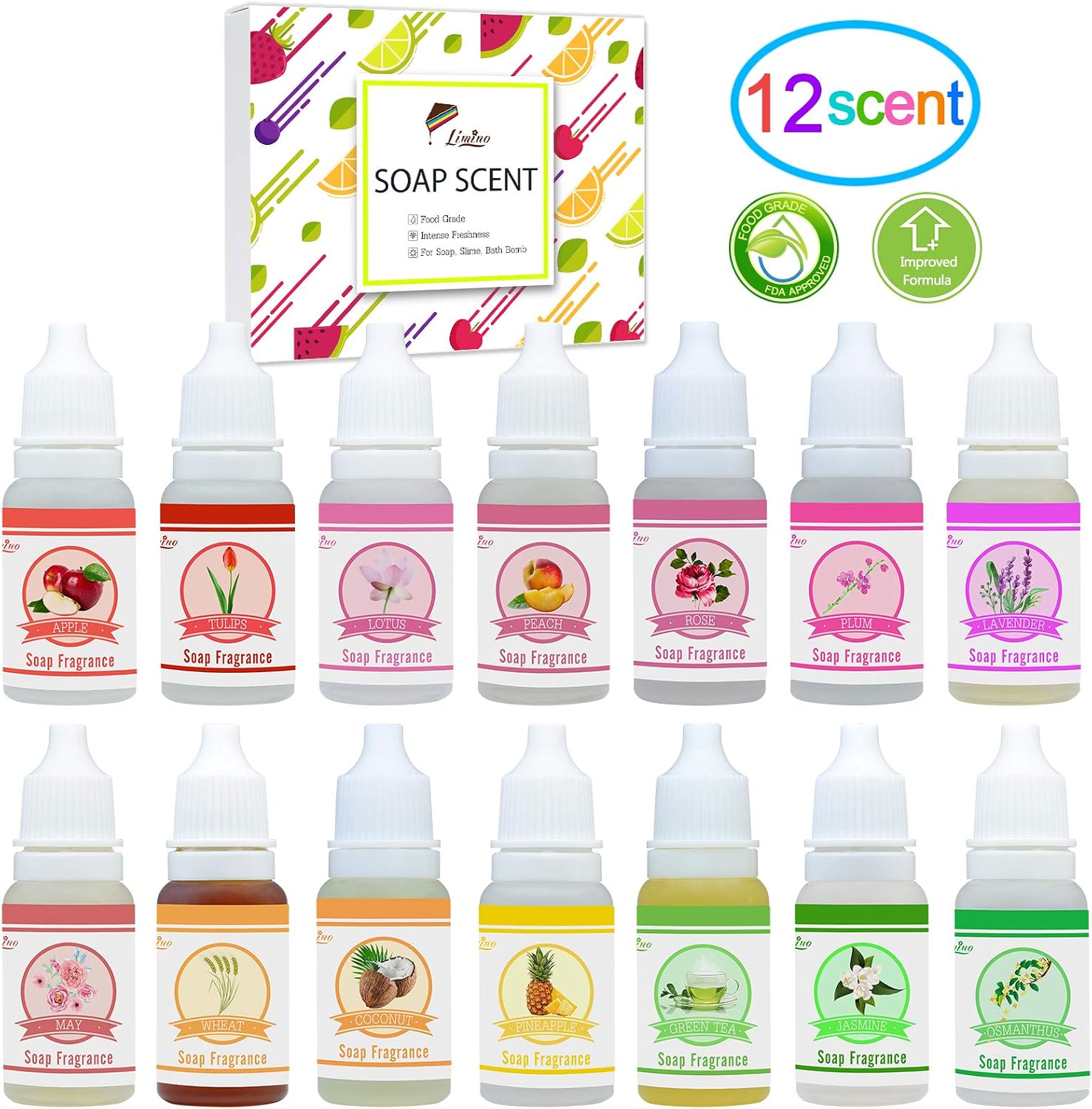 Soap Fragrance Oil, 14 Soap Making Scents Set for Bath Bomb Aroma Soap Making Supplies - Image 3