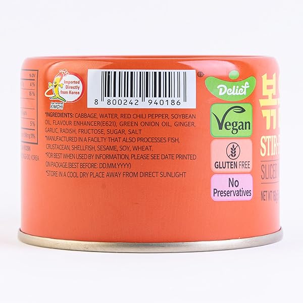 DELIEF STIR-FRIED CABBAGE KIMCHI – AUTHENTIC KOREAN CABBAGE, VEGAN, GLUTEN-FREE, SHELF-STABLE CANNED, NO PRESERVATIVES, 5.64 OZ/160 G (1 PACK)