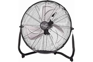 Vie Air VA-14 Industrial High Velocity Tilting 3 Speed Heavy Duty Metal Floor Fan , Black