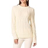 Amazon Essentials Women's 100% Cotton Crewneck Cable Sweater