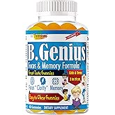 B.Genius Focus Gummies for Kids & Teens – Kids Focus and Attention Supplements – Memory & Concentration –Plant-Based Focus Supplement for Clarity, Learning & Cognitive Health-60ct