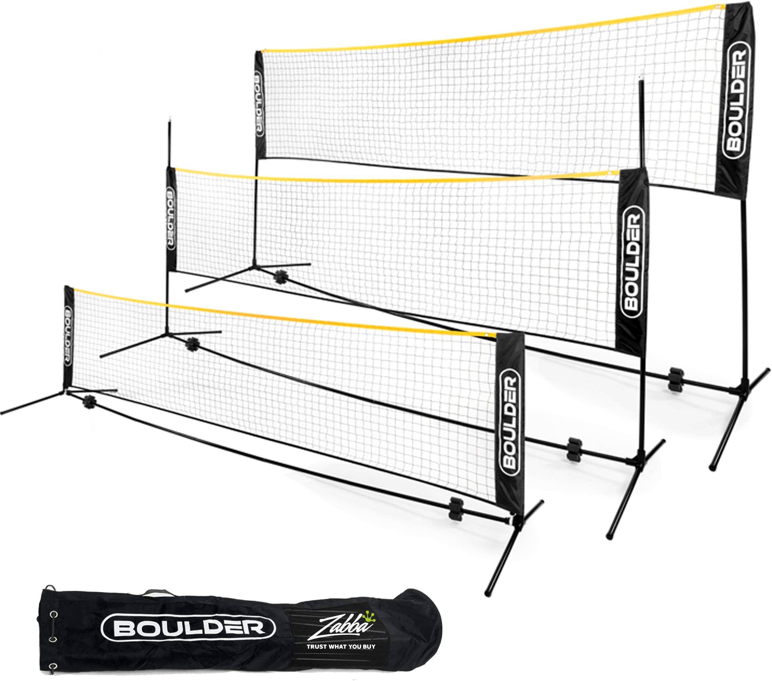 Boulder Portable Badminton Net Set - Net for Tennis, Soccer Tennis, Pickleball, Kids Volleyball - Easy Setup Nylon Sports Net with Poles - for Indoor or Outdoor Court, Beach, Driveway