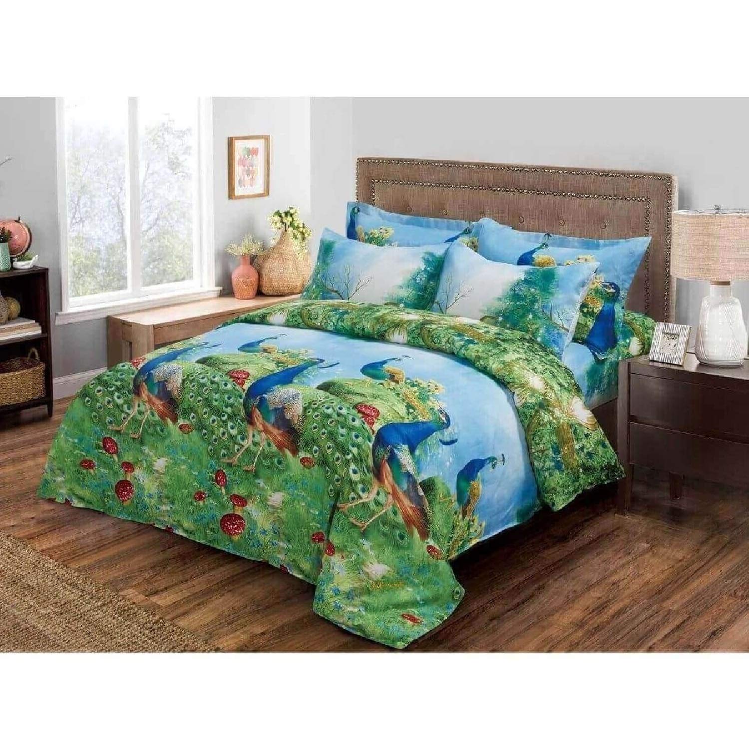 Amazon Com Peacock Duvet Cover Set King Size Green Blue