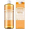 Dr. Bronner's Pure-Castile Magic Soap Liquid, Citrus, Made with Organic Oils for Body, Face, Hair, Dishes, Laundry Vegan, Natural, Non-GMO, Biodegradable, 18-in-1 Multi-Use - Citrus, 32oz + Refill