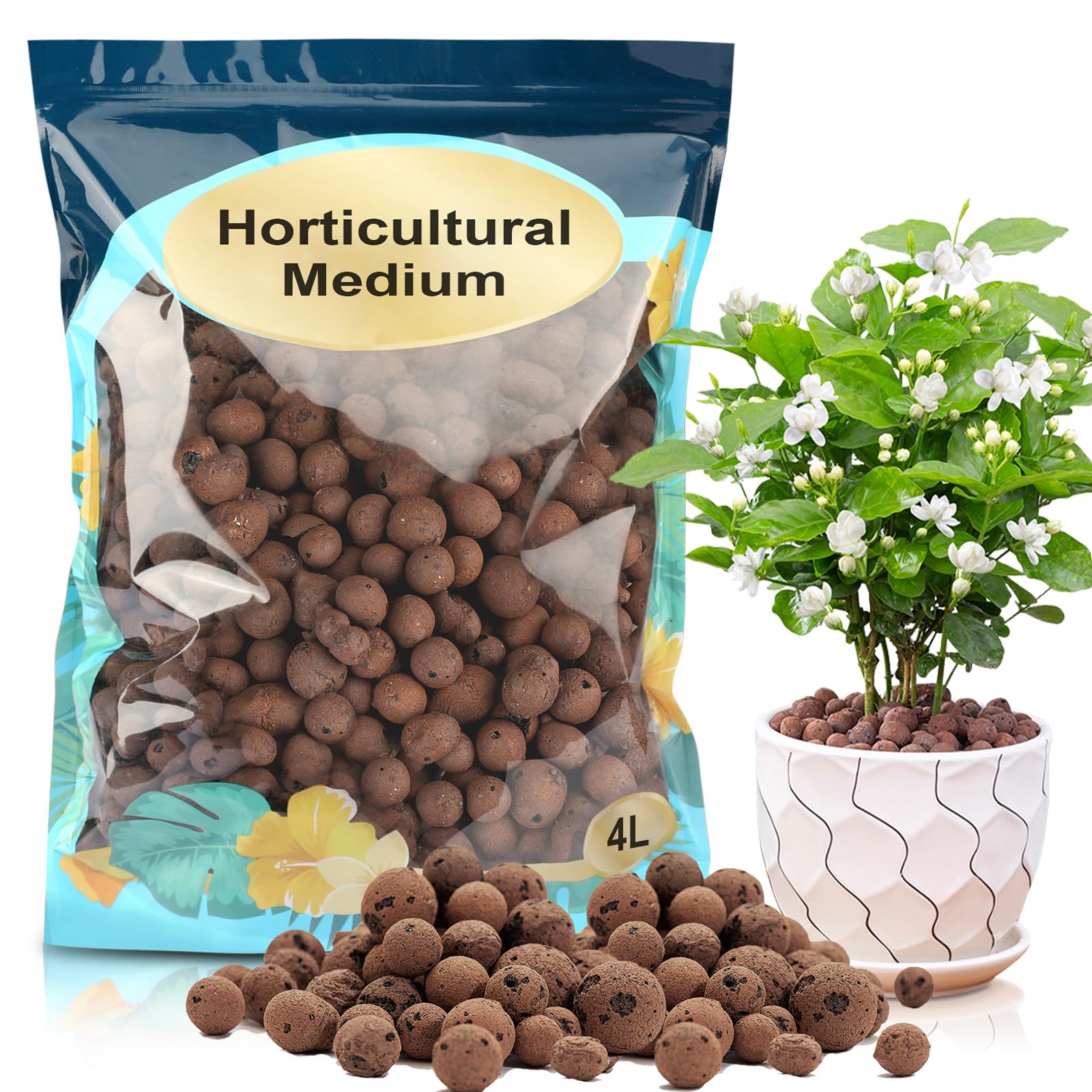GOTVUGE Clay Pebbles Leca Balls for Plants，Clay Balls for Hydroponic, Terrarium, Potted Plants, Lightweight & Drainage (4L)