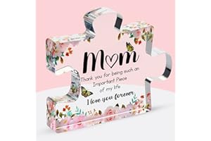 VELENTI Gifts for Mom - Cute Engraved Acrylic Block Puzzles Piece - Adorable Mom Gift from Son, Daughter - Fun Christmas, Mothers Day, Birthday Gift Idea for Mom - Fancy Decoration Piece for Home