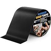 Xfenvs Rubber Grip Tape, 4 in x 12 Ft Black Ultra-Thin Strong Adhesive Non-Slip Tape, Anti-Slip Grip Tape for Handles, Waterproof Heat Resistant Cushion Grip, Comfortable in Hands