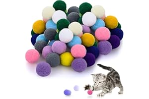 Molain Large Cat Toy Balls, Soft Cat Balls 1Inch Kitten Pom poms Ball Cat Play Toy (50 Pcs)