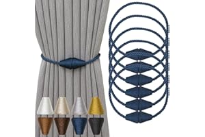 Contoeey Magnetic Curtain Tiebacks 6 Pack Outdoor Rope Curtain Tie Backs Decorative Window Treatment Holdbacks for Home Decorative Curtain, Blue