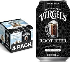 Virgil's Naturally Bold Handcrafted Root Beer Soda, 4 Pack (12 fl oz Cans) | Caffeine-Free Root Beer with Cane Sugar & 15 Roo