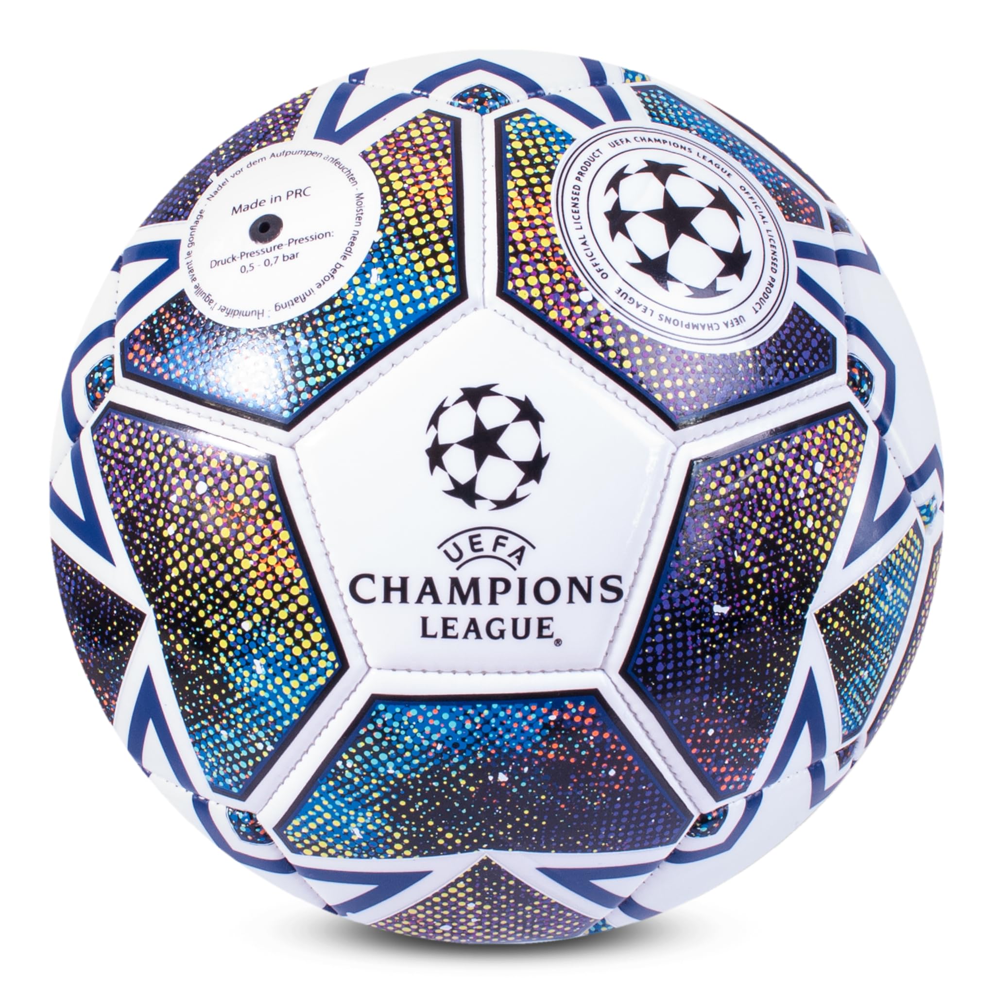 Hy-Pro UEFA Champions League Football, Size 5, Officially Licensed, Training, Match, Merchandise, Collectible For Kids and Adults, Great Football Gift Idea, White/Blue/Green