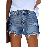 onlypuff Jean Shorts for Women Cut Off Denim Shorts Ripped Distressed Mid Rise Summer Cute Shorts S